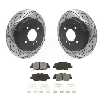 Rear Coated Drill Slot Disc Brake Rotors Semi-Metallic Pad Kit For Hyundai Accent Kia Rio KDS-100593