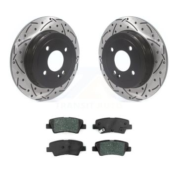 Rear Coated Drill Slot Disc Brake Rotors Semi-Metallic Pad Kit For Kia Rio Hyundai Accent KDS-100594
