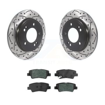 Rear Drill Slot Disc Brake Rotor Semi-Metallic Pad Kit For Hyundai Elantra Kia Niro Ioniq KDS-100596
