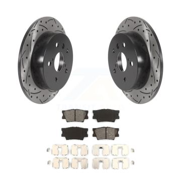Rear Coated Drilled Slotted Disc Brake Rotors And Semi-Metallic Pads Kit For Toyota Camry KDS-100597