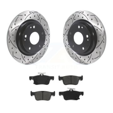 Rear Coated Drilled Slotted Disc Brake Rotors And Semi-Metallic Pads Kit For Honda Civic KDS-100598
