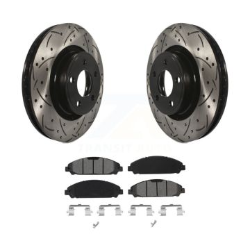 Front Coated Drilled Slotted Disc Brake Rotors And Semi-Metallic Pad Kit For Ford Mustang KDS-100608