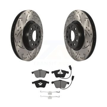 Front Coated Drilled Slotted Disc Brake Rotor And Semi-Metallic Pad Kit For Volkswagen CC KDS-100609