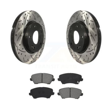 Front Drill Slot Brake Rotors Semi-Metallic Pad Kit For Kia Forte Hyundai Elantra GT Koup KDS-100613