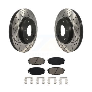 Front Drill Slot Brake Rotor Semi-Metallic Pad Kit For Kia Hyundai Kona Forte Soul Seltos KDS-100615