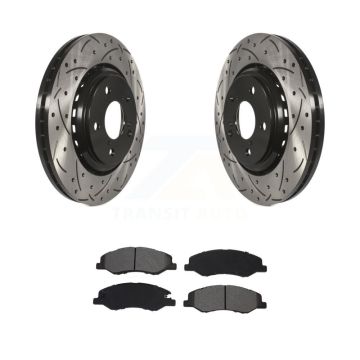 Front Coat Drill Slot Disc Brake Rotors Semi-Metallic Pad Kit For 2018-2023 Honda Odyssey KDS-100616