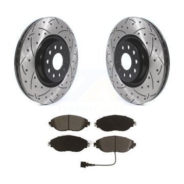 Front Drill Slot Brake Rotors Semi-Metallic Pad Kit For Volkswagen Tiguan Jetta Audi Q3 R KDS-100618