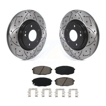 Front Coated Drilled Slot Disc Brake Rotors Semi-Metallic Pad Kit For 2020 Kia Forte 1.6L KDS-100620