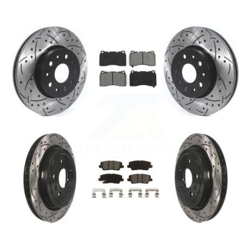 Front Rear Coated Drilled Slotted Disc Brake Rotor Semi-Metallic Pad Kit For Cadillac CTS KDS-100625