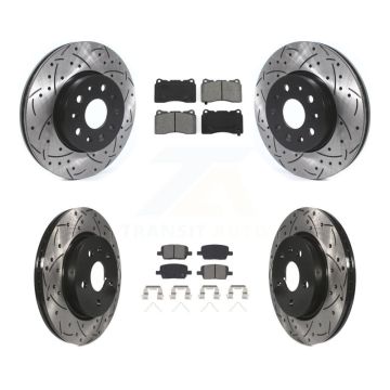 Front Rear Drill Slot Brake Rotor Semi-Metallic Pad Kit For Chevrolet Camaro Cadillac CT6 KDS-100626