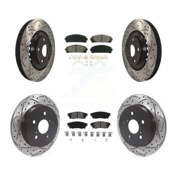 Front Rear Drilled Slot Brake Rotor & Semi-Metallic Pad Kit For Lexus NX300 NX200t NX300h KDS-100632