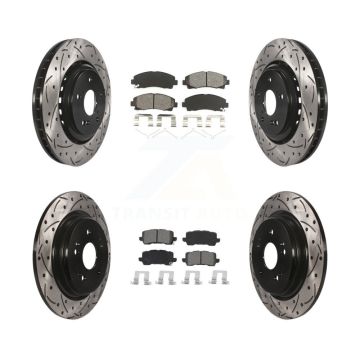 Front Rear Coat Drill Slot Disc Brake Rotor Semi-Metallic Pad Kit For 2015-2020 Acura TLX KDS-100638