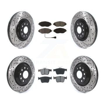 Front Rear Drill Slot Brake Rotors Semi-Metallic Pad Kit For Audi Q3 Volkswagen Golf R S3 KDS-100640