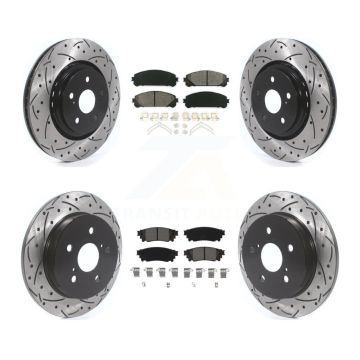 Front Rear Drill Slot Disc Brake Rotors Semi-Metallic Pad Kit For Toyota Camry Avalon TRD KDS-100644