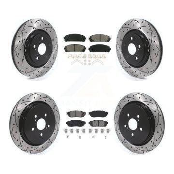 Front Rear Drilled Slot Brake Rotor & Semi-Metallic Pad Kit For Lexus RX350 RX450h RX350L KDS-100645