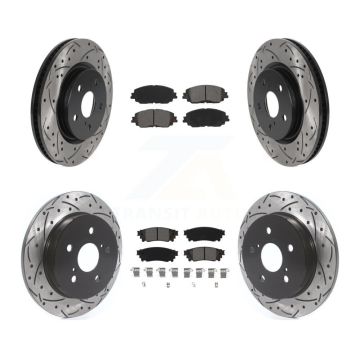 Front Rear Drilled Slot Brake Rotor & Semi-Metallic Pad Kit For Toyota RAV4 Camry Corolla KDS-100646