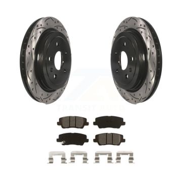Rear Coated Drilled Slotted Disc Brake Rotors And Semi-Metallic Pads Kit For Cadillac CTS KDS-100649