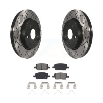 Rear Drill Slot Disc Brake Rotors Semi-Metallic Pad Kit For Chevrolet Camaro Cadillac CT6 KDS-100651