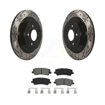 Rear Coated Drilled Slotted Disc Brake Rotors And Semi-Metallic Pads Kit For Ford Mustang KDS-100653