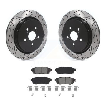 Rear Drilled Slot Brake Rotor Semi-Metallic Pad Kit For Lexus RX350 RX450h RX350L RX450hL KDS-100656
