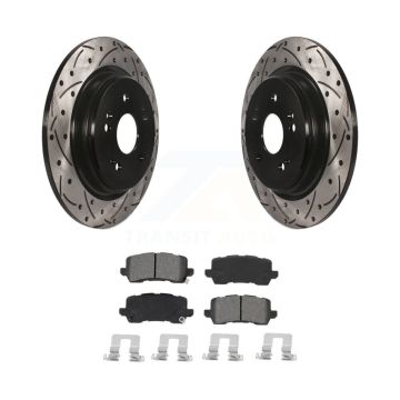 Rear Coated Drilled Slot Disc Brake Rotor & Semi-Metallic Pad Kit For 2015-2020 Acura TLX KDS-100657