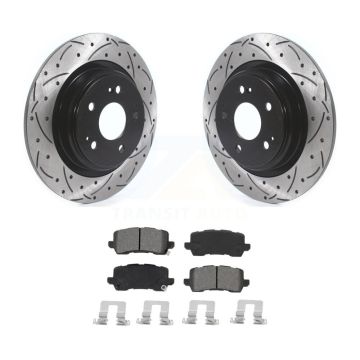 Rear Coated Drilled Slot Disc Brake Rotor & Semi-Metallic Pad Kit For 2017-2020 Acura MDX KDS-100658