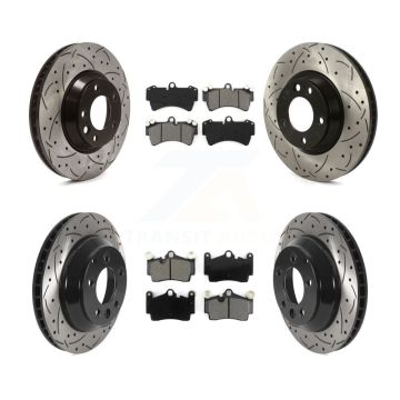 Front Rear Disc Brake Rotors & Semi-Metallic Pad Kit (6Pc) For Audi Q7 Volkswagen Touareg KDS-100661