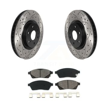 Front Coated Drill Slot Disc Brake Rotor Semi-Metallic Pad Kit For Cadillac SRX Saab 9-4X KDS-100662