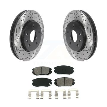 Front Drill Slot Disc Brake Rotors Semi-Metallic Pad Kit For Chevrolet Malibu Buick Regal KDS-100663