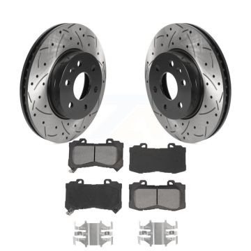 Front Drill Slot Disc Brake Rotor Semi-Metallic Pad Kit For Chevrolet Colorado GMC Canyon KDS-100665