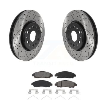 Front Drill Slot Disc Brake Rotor Semi-Metallic Pad Kit For Chevrolet Traverse GMC Acadia KDS-100666