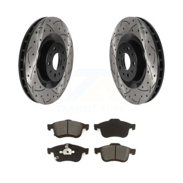 Front Coated Drilled Slot Disc Brake Rotors Semi-Metallic Pad Kit For 2014-2020 Fiat 500L KDS-100668