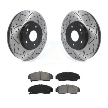 Front Coated Drill Slot Disc Brake Rotor Semi-Metallic Pad Kit For Honda Accord Acura TSX KDS-100669