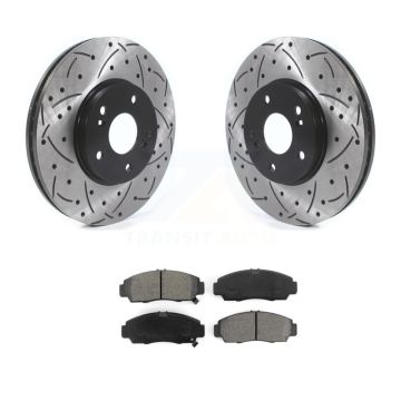 Front Drill Slot Disc Brake Rotors Semi-Metallic Pad Kit For Honda Accord Acura TSX TL CL KDS-100670