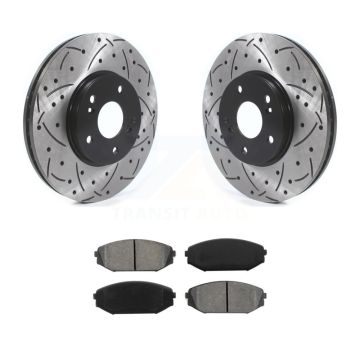 Front Coat Drill Slot Disc Brake Rotors Semi-Metallic Pad Kit For Honda Odyssey Acura MDX KDS-100671