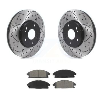 Front Coated Drilled Slot Disc Brake Rotors Semi-Metallic Pad Kit For 2003-2006 Acura MDX KDS-100672