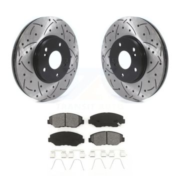 Front Coated Drilled Slot Disc Brake Rotor & Semi-Metallic Pad Kit For Honda Pilot Accord KDS-100673