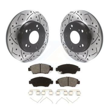 Front Drilled Slot Disc Brake Rotors Semi-Metallic Pad Kit For Honda Civic Acura RSX CR-Z KDS-100675