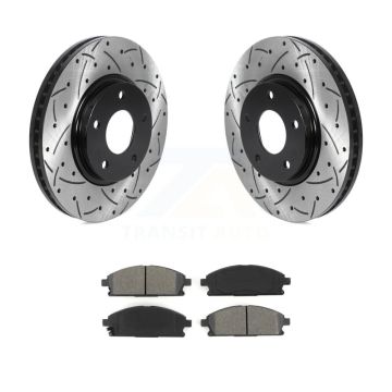 Front Coated Drill Slot Disc Brake Rotor Semi-Metallic Pad Kit For 2004-2009 Nissan Quest KDS-100677