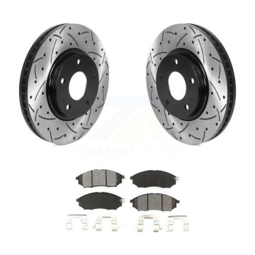 Front Coated Drilled Slotted Disc Brake Rotors Semi-Metallic Pad Kit For INFINITI Q45 M45 KDS-100678