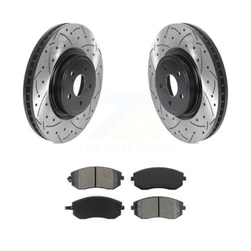Front Coated Drilled Slotted Disc Brake Rotor And Semi-Metallic Pad Kit For Subaru Legacy KDS-100680