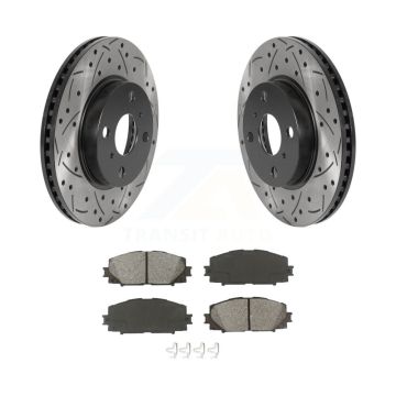 Front Drill Slot Disc Brake Rotor Semi-Metallic Pad Kit For Toyota Yaris Prius C Scion iQ KDS-100682