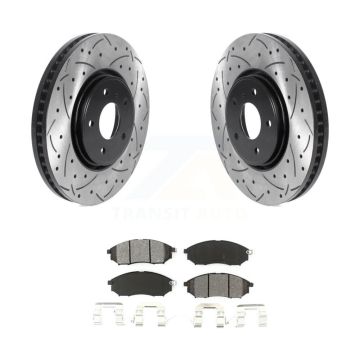Front Coat Drill Slot Disc Brake Rotors Semi-Metallic Pad Kit For INFINITI FX35 FX37 FX45 KDS-100683