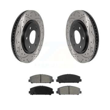 Front Drill Slot Brake Rotors Semi-Metallic Pad Kit For Nissan TITAN INFINITI Armada QX80 KDS-100685
