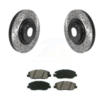 Front Drilled Slot Disc Brake Rotor & Semi-Metallic Pad Kit For 2012 Hyundai Genesis 3.8L KDS-100686