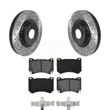 Front Coated Drilled Slotted Disc Brake Rotor & Semi-Metallic Pad Kit For Hyundai Genesis KDS-100687