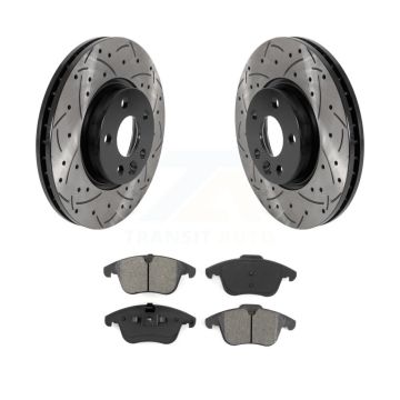Front Drill Slot Brake Rotor Semi-Metallic Pad Kit For Volvo Land Rover Range Evoque XC70 KDS-100689