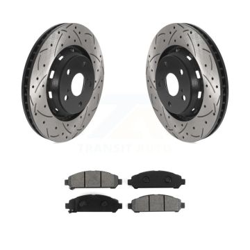 Front Coated Drill Slot Disc Brake Rotor Semi-Metallic Pad Kit For 2009-2016 Toyota Venza KDS-100690