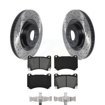 Front Coated Drill Slot Disc Brake Rotors Semi-Metallic Pad Kit For Hyundai Genesis Equus KDS-100691