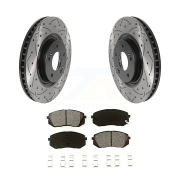Front Drill Slot Brake Rotors Semi-Metallic Pad Kit For Hyundai Tucson Sonata Kia Cadenza KDS-100692